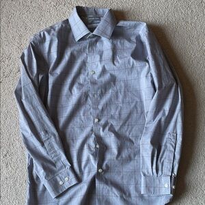 Michael Kors Light Blue Grid Dress Shirt
